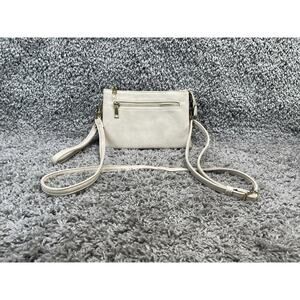 Faux Leather Crossbody Purse Bag Clutch Detachable Strap Small Off White